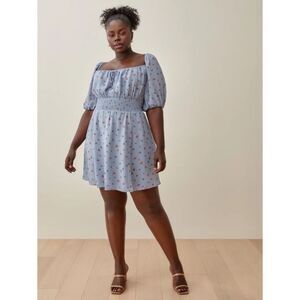 REFORMATION Jo Dress Plus Light Blue Floral
